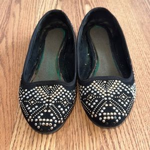 ALDO Black Flats with Gold/Silver Stud Detailing